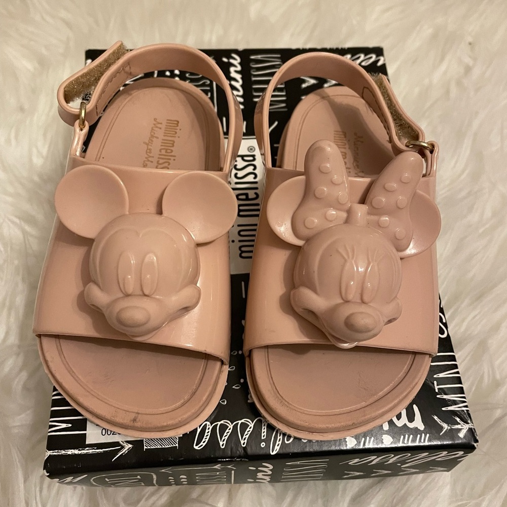 Mini Melissa Kids Blush Sandals with Cartoon Characters